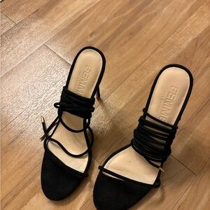 Chic Black Lace-Up Heels